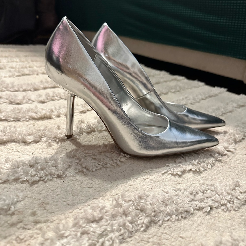 Zara Shiny Silver Heels